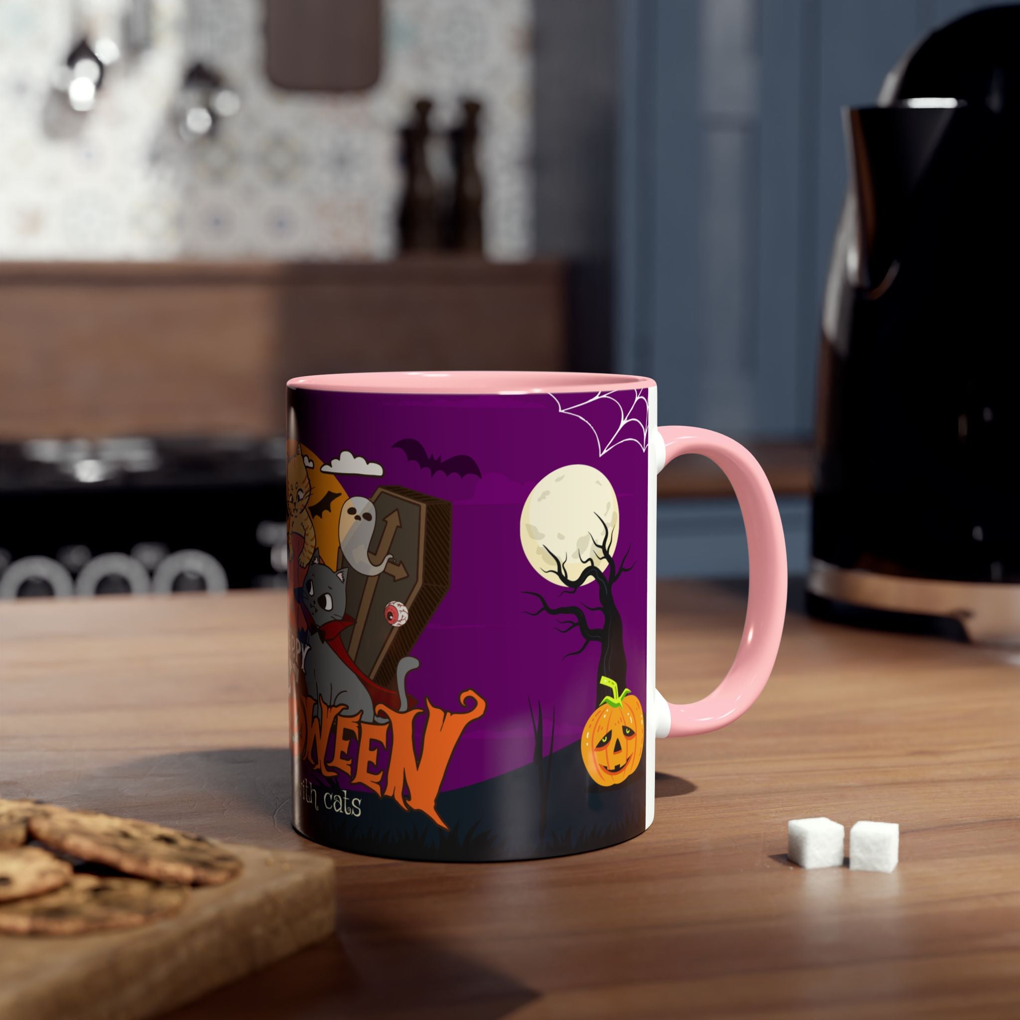 Happy Halloween is Better with Cats | Two-Tone Coffee Mugs